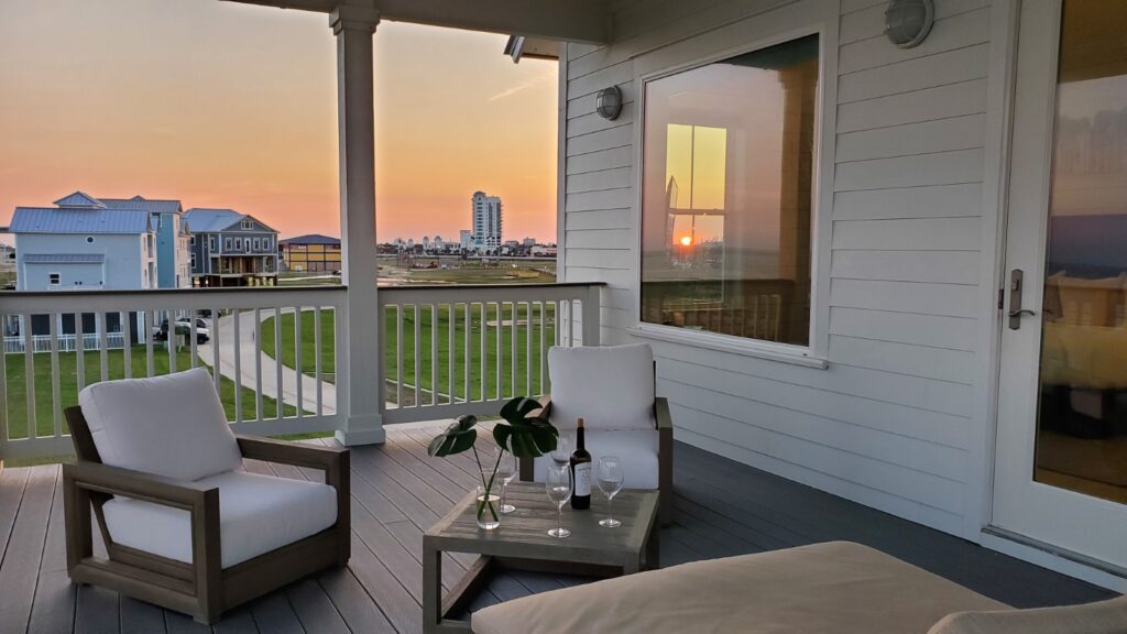 Sunsets on the covered upper deck